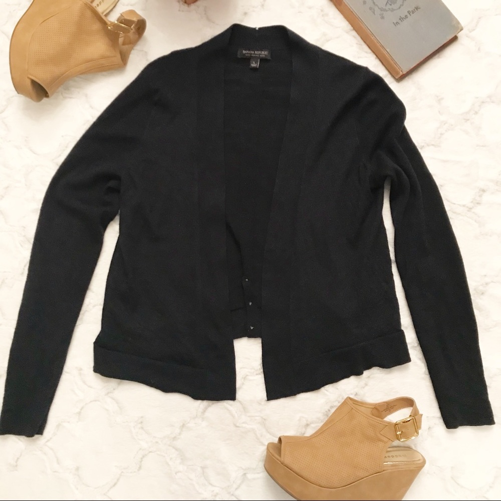 Banana Republic Navy Merona Wool Open Cardigan